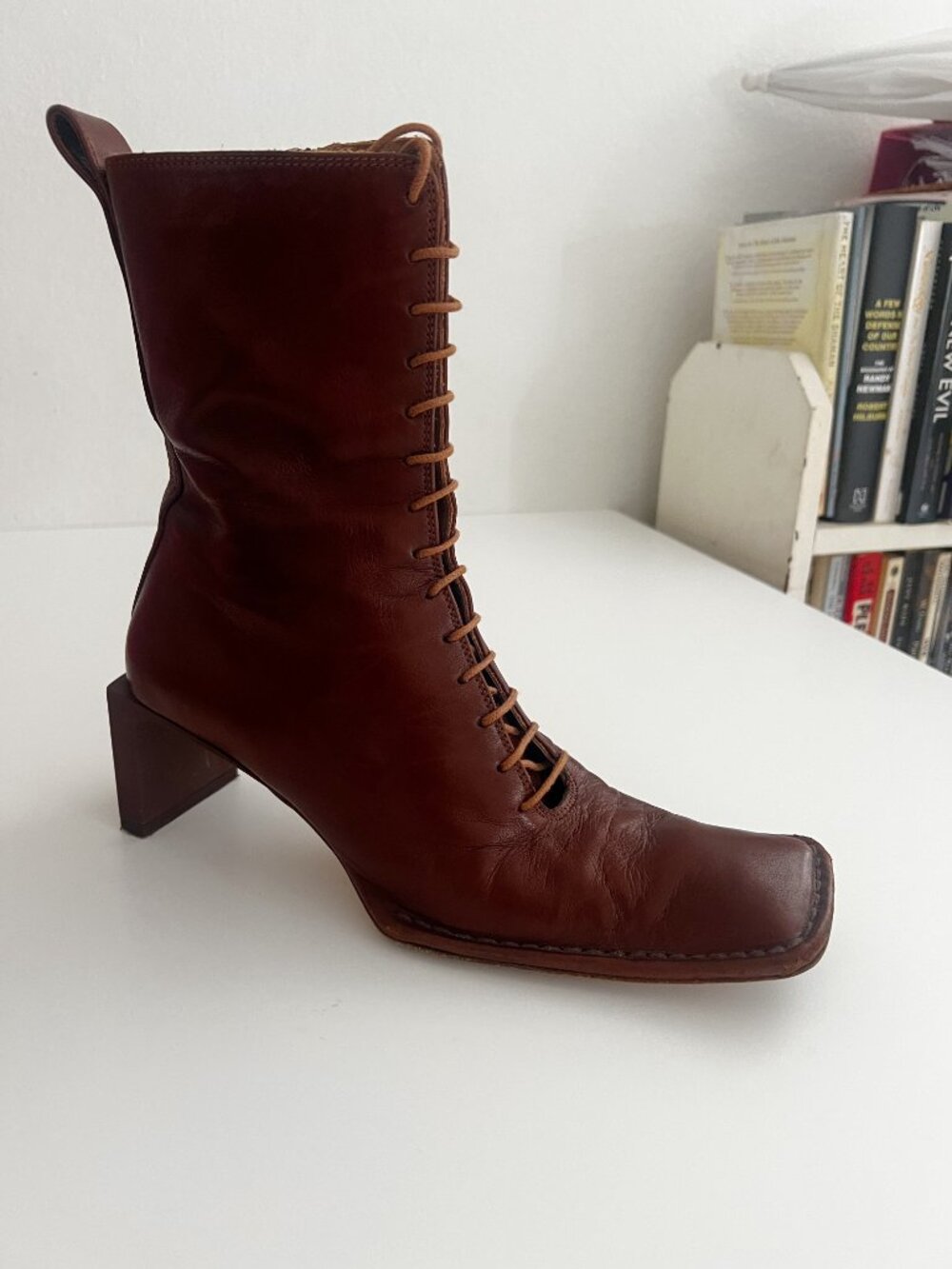 Miista Dionne Brown Leather Lace-Up Boots Size 37 - Picture 4 of 10
